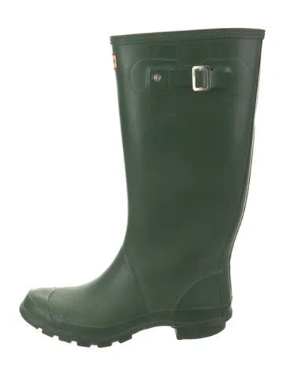 Pre-owned Hunter Rubber Rain Boots In Green