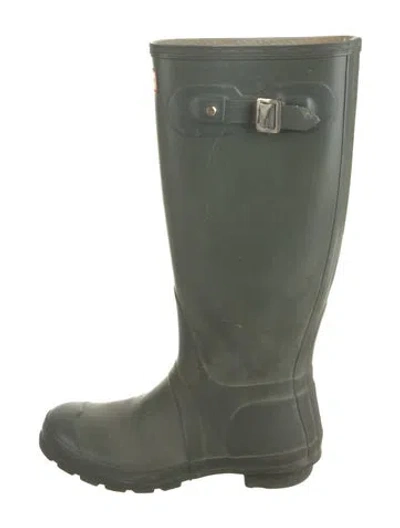 Pre-owned Hunter Rubber Rain Boots In Green