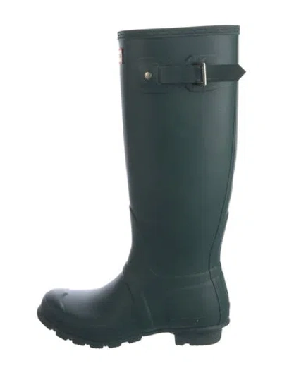 Pre-owned Hunter Rubber Rain Boots In Green