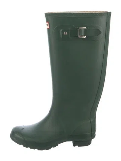 Pre-owned Hunter Rubber Rain Boots In Green