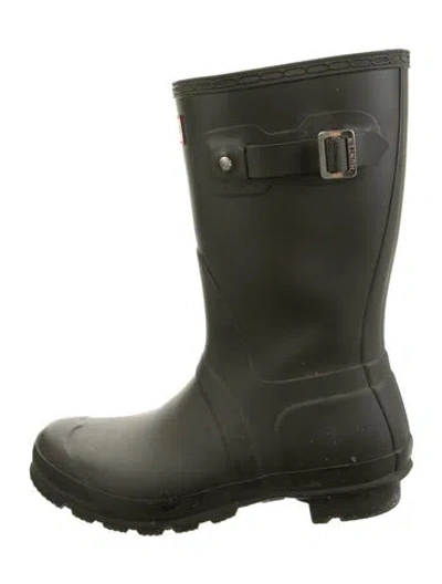 Pre-owned Hunter Rubber Rain Boots In Green