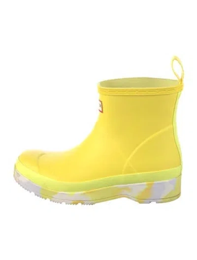 Pre-owned Hunter Rubber Rain Boots In Green
