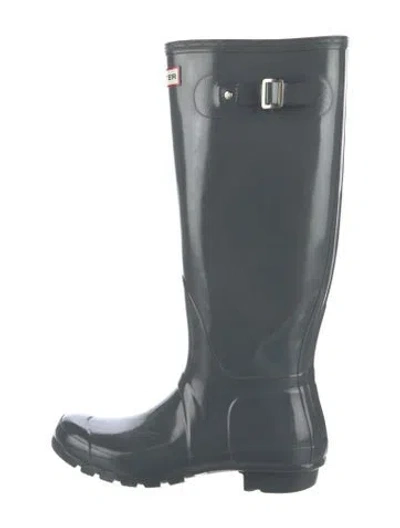 Pre-owned Hunter Rubber Rain Boots In Green