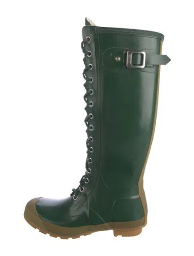 Pre-owned Hunter Rubber Rain Boots In Green