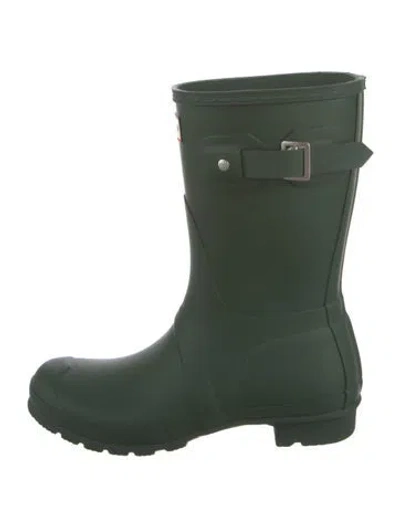 Pre-owned Hunter Rubber Rain Boots In Green