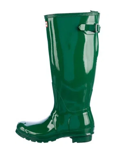 Pre-owned Hunter Rubber Rain Boots In Green
