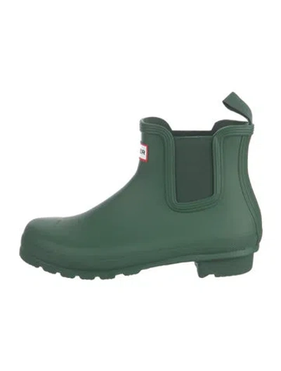 Pre-owned Hunter Rubber Rain Boots In Green