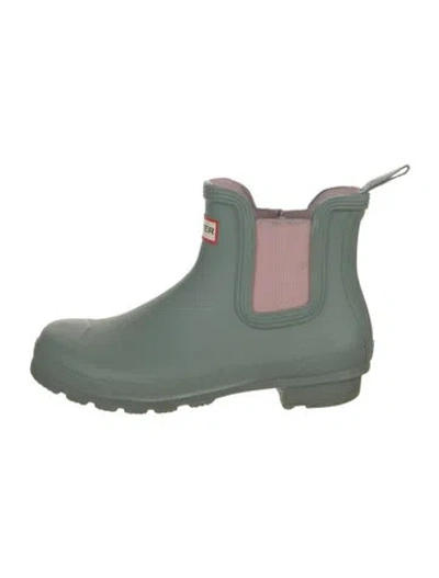 Pre-owned Hunter Rubber Rain Boots In Green