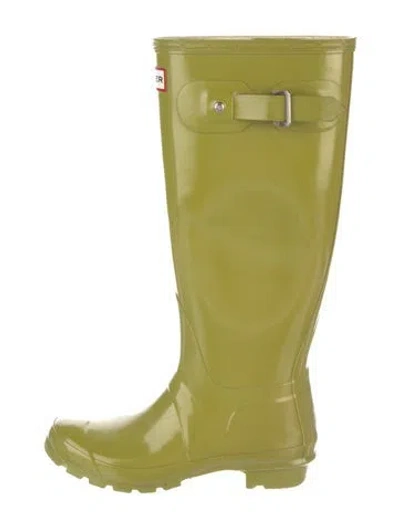 Pre-owned Hunter Rubber Rain Boots In Green