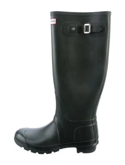 Pre-owned Hunter Rubber Rain Boots In Green