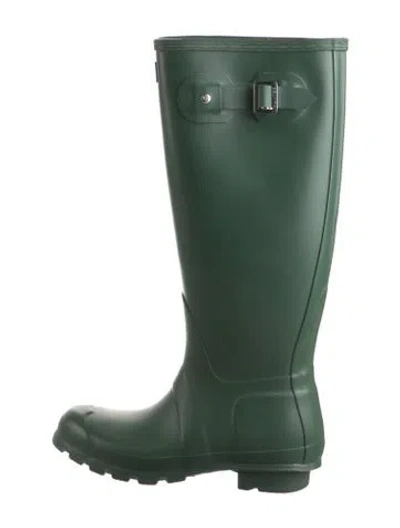 Pre-owned Hunter Rubber Rain Boots In Green