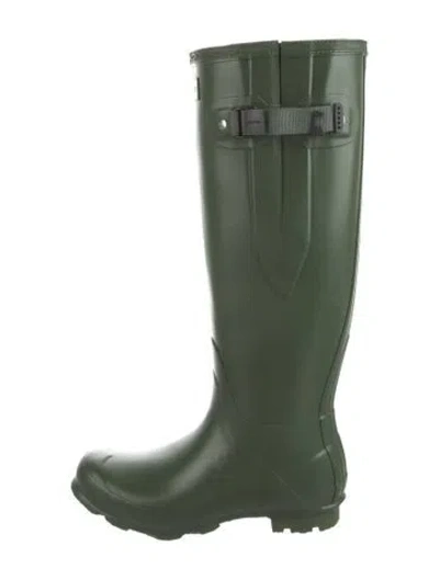 Pre-owned Hunter Rubber Rain Boots In Green