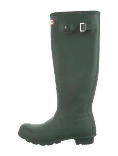 Pre-owned Hunter Rubber Rain Boots In Green