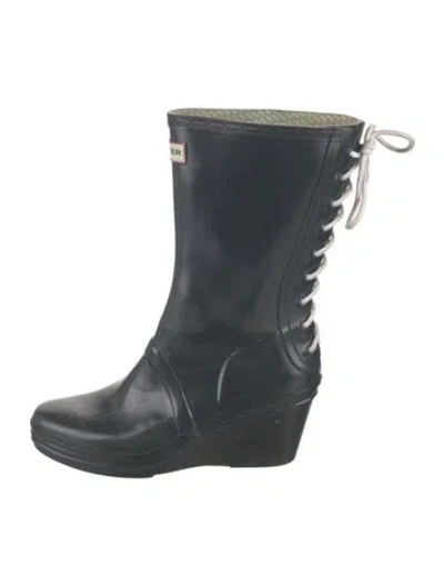 Pre-owned Hunter Rubber Rain Boots In Green