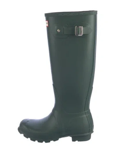 Pre-owned Hunter Rubber Rain Boots In Green