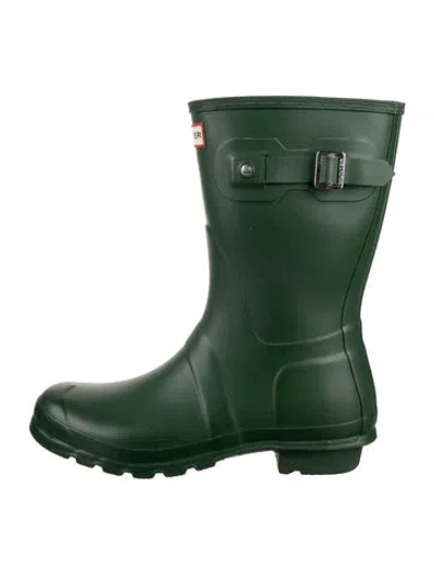Pre-owned Hunter Rubber Rain Boots In Green