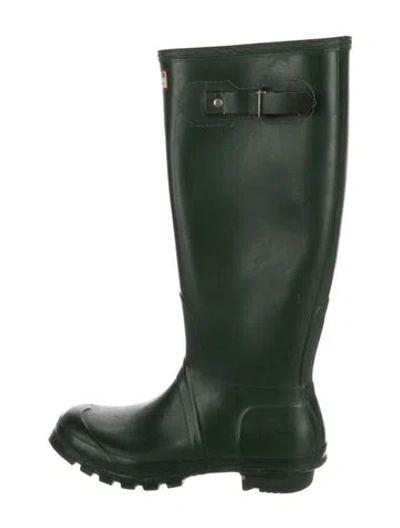 Pre-owned Hunter Rubber Rain Boots In Green
