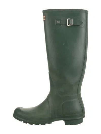 Pre-owned Hunter Rubber Rain Boots In Green