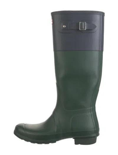 Pre-owned Hunter Rubber Rain Boots In Green
