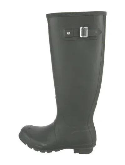 Pre-owned Hunter Rubber Rain Boots In Green
