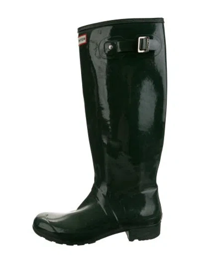 Pre-owned Hunter Rubber Rain Boots In Green