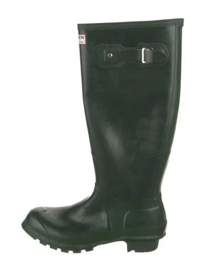 Pre-owned Hunter Rubber Rain Boots In Green