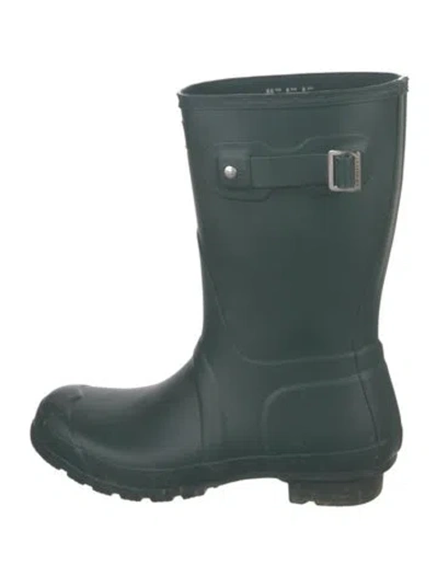 Pre-owned Hunter Rubber Rain Boots In Green