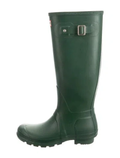 Pre-owned Hunter Rubber Rain Boots In Green