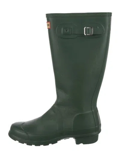 Pre-owned Hunter Rubber Rain Boots In Green