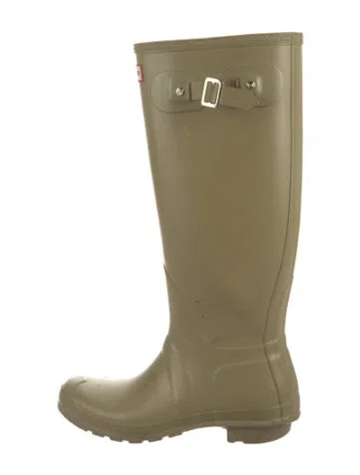Pre-owned Hunter Rubber Rain Boots In Green