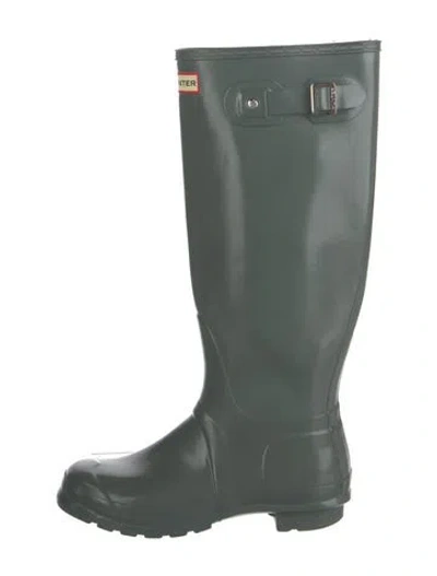 Pre-owned Hunter Rubber Rain Boots In Green
