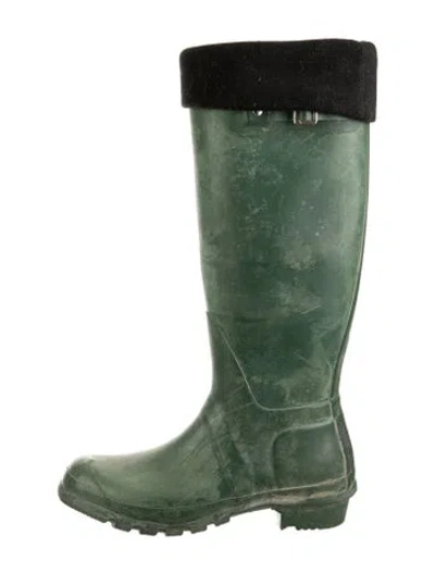 Pre-owned Hunter Rubber Rain Boots In Green