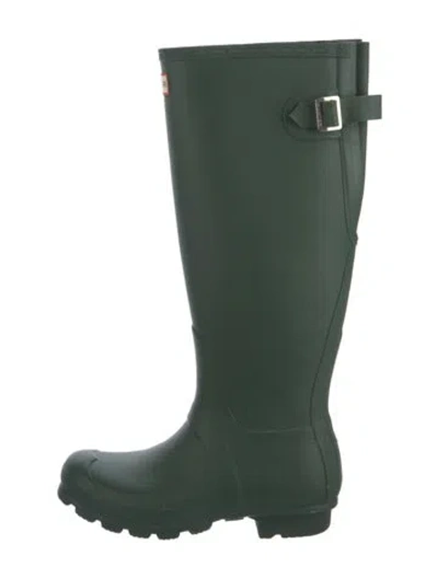Pre-owned Hunter Rubber Rain Boots In Green
