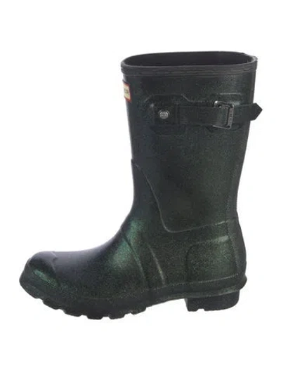 Pre-owned Hunter Rubber Rain Boots In Green