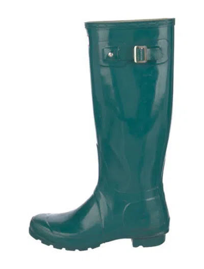 Pre-owned Hunter Rubber Rain Boots In Green