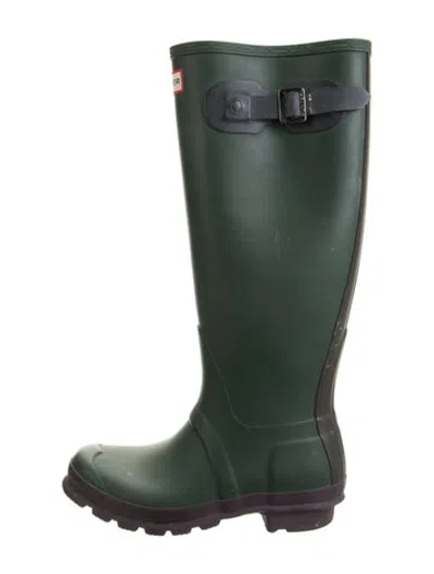 Pre-owned Hunter Rubber Rain Boots In Green