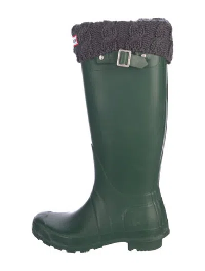 Pre-owned Hunter Rubber Rain Boots In Green