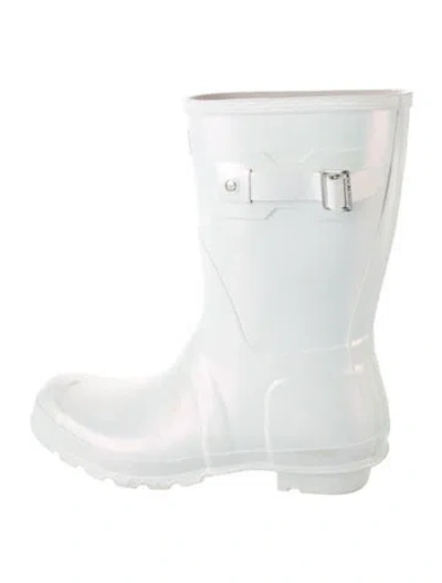 Pre-owned Hunter Rubber Rain Boots In Metallic/white