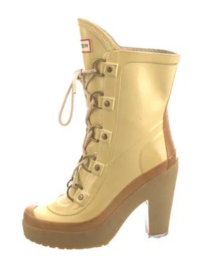 Pre-owned Hunter Rubber Rain Boots In Neutral