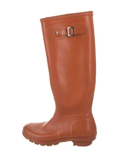 Pre-owned Hunter Rubber Rain Boots In Orange