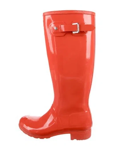 Pre-owned Hunter Rubber Rain Boots In Orange