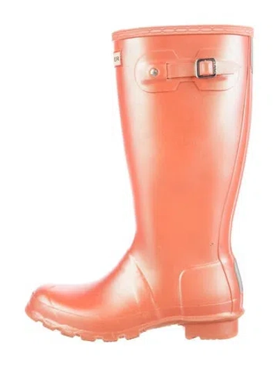Pre-owned Hunter Rubber Rain Boots In Orange