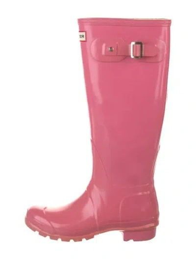 Pre-owned Hunter Rubber Rain Boots In Pink