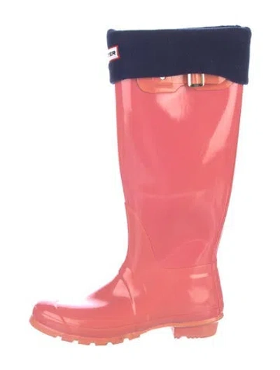 Pre-owned Hunter Rubber Rain Boots In Pink