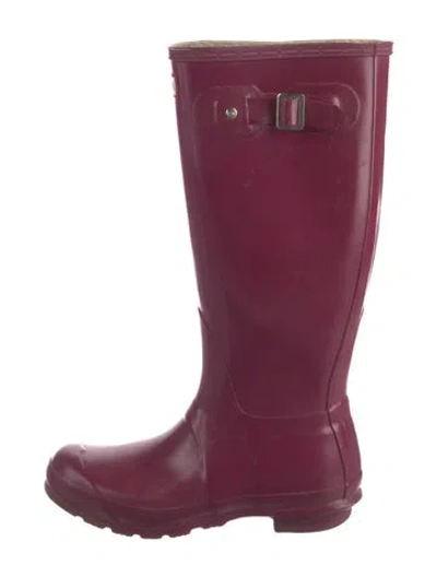 Pre-owned Hunter Rubber Rain Boots In Purple