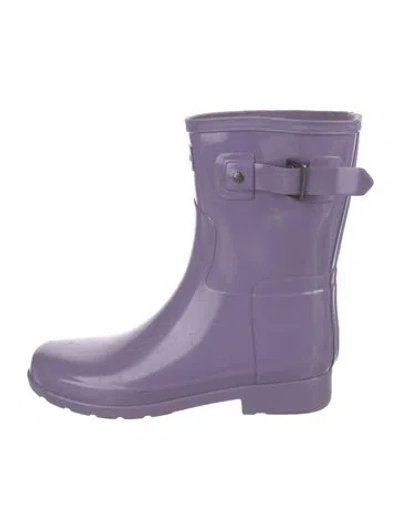 Pre-owned Hunter Rubber Rain Boots In Purple