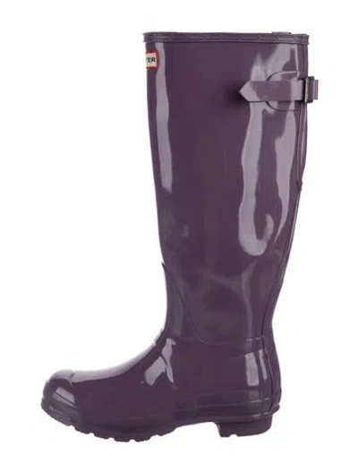 Pre-owned Hunter Rubber Rain Boots In Purple