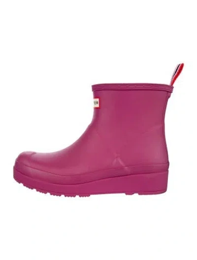 Pre-owned Hunter Rubber Rain Boots In Purple