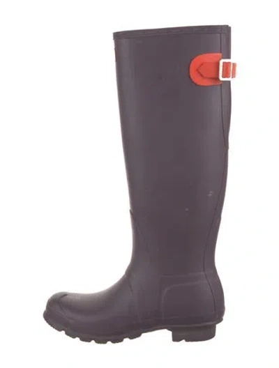 Pre-owned Hunter Rubber Rain Boots In Purple