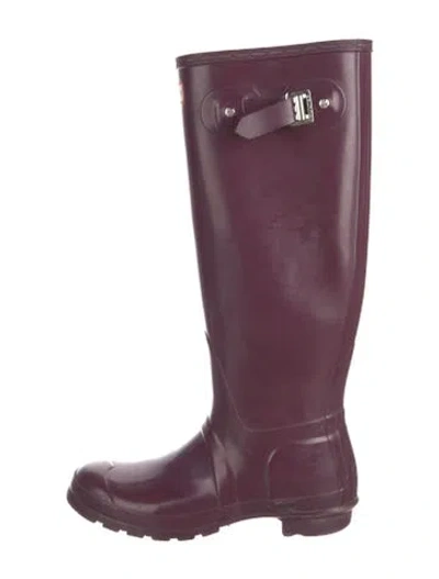 Pre-owned Hunter Rubber Rain Boots In Purple